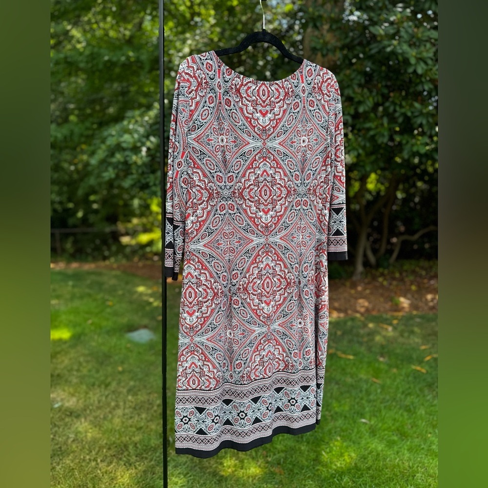 London Style Collection Paisley Fit & Flare Knee Length Work Office Dress - Picture 2 of 6